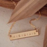 Family initials bar necklace