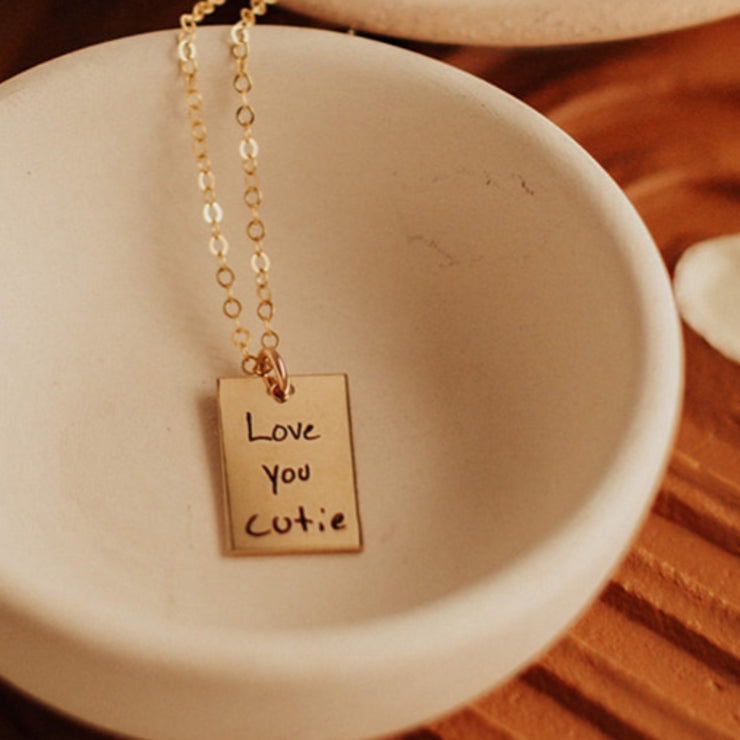 Handwriting Rectangle Necklace