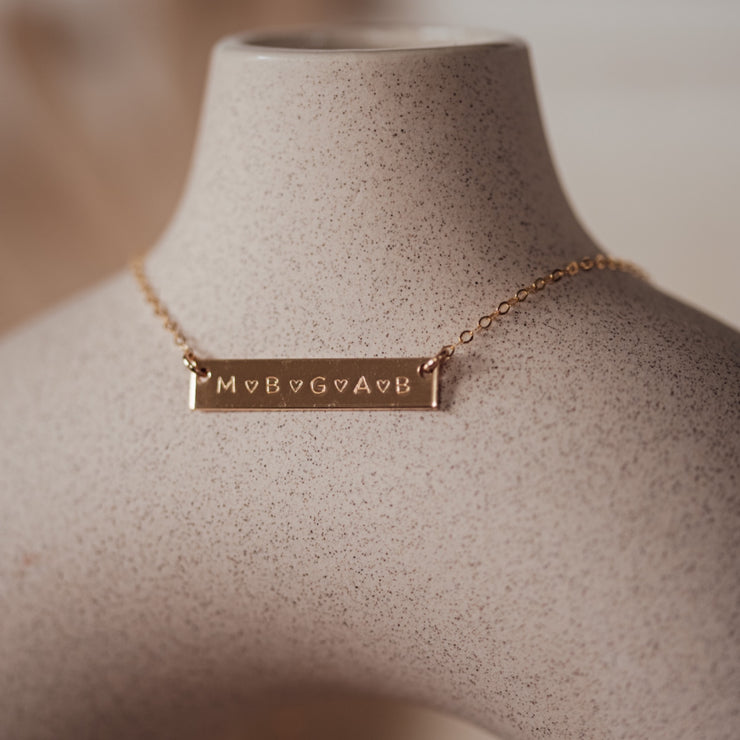 Family initials bar necklace