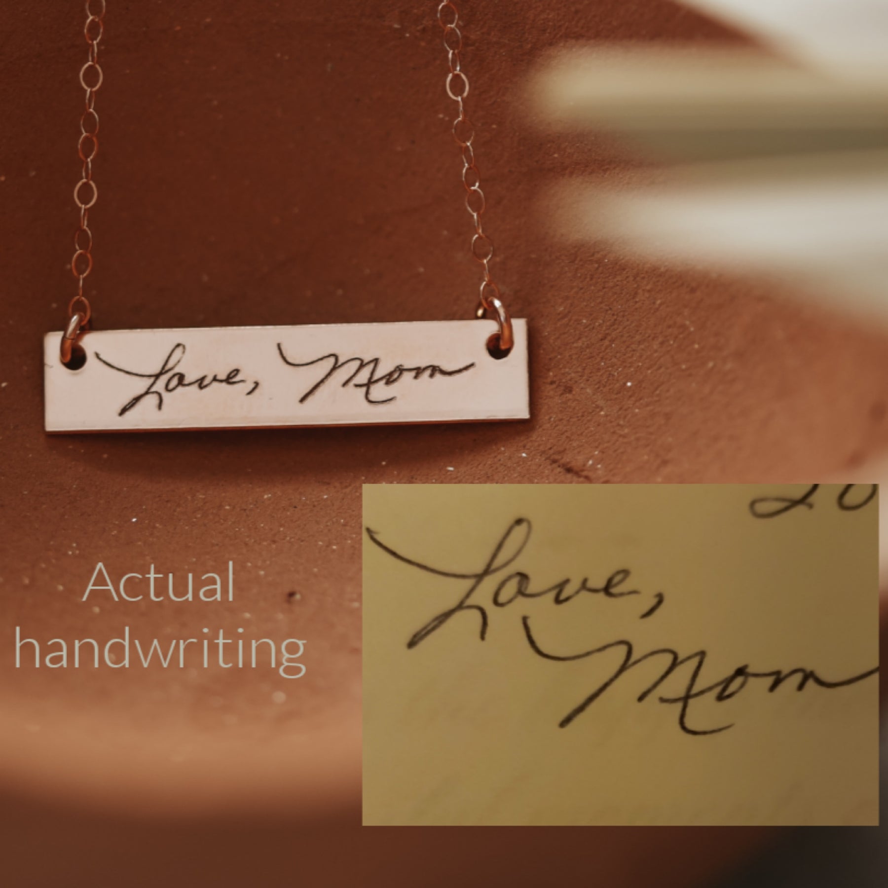 Customized Handwriting 14K Solid Gold Bar Necklace Signature Handwriting  Jewelry – Fine Jewelry by Anastasia Savenko