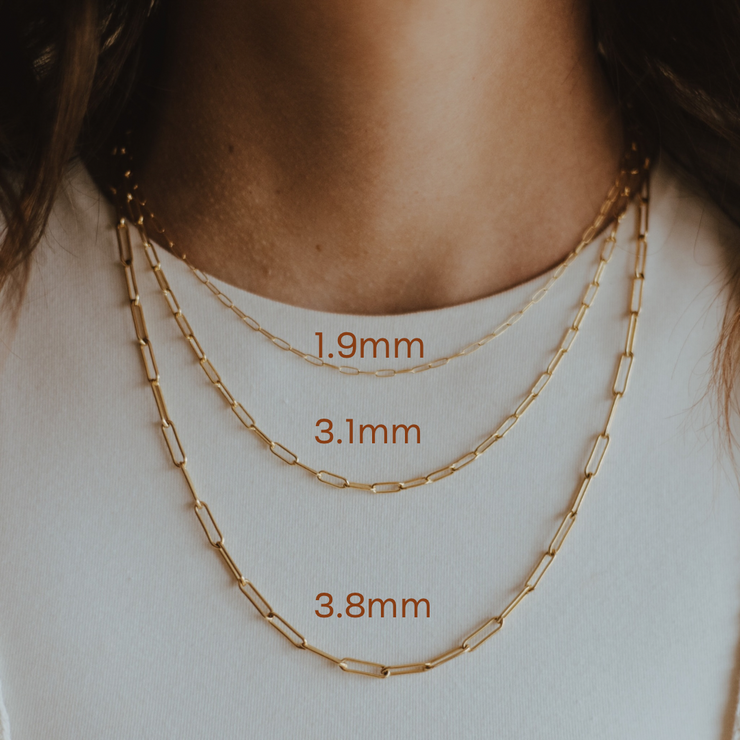Paperclip Chain Necklace 14k Gold Filled